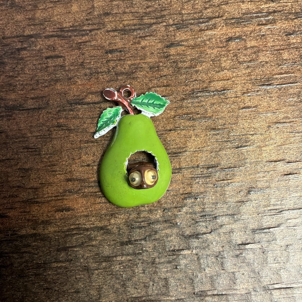 Apple with Cute Little Moving Worm Charm Pendant Reader Teacher